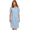 Collections Etc Collections Etc. Gingham Women's Robe with Floral Accents, Snap-Front Closure and Lace Trim - 4 of 4