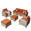 XIZZI All-Weather Rattan Furniture, Sectional Sets w/ Optional Solar Light-Up Coffee Table & Ottoman, Choose 6-9pc Configs in 8 Fade Resistant Colors - 2 of 4