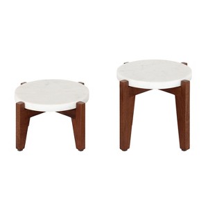 Kate and Laurel Icelyn Round Plant Stand Set, 2 Piece, Walnut Brown - 1 of 4
