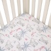 NoJo Tropical Princess Elephant/Jungle Pink and Green 100% Cotton Fitted Crib Sheet - 2 of 4