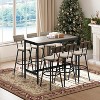 Zevemomo 7-Piece Counter Height Dining Set, 6 PU Upholstered Stools, Space-Saving High Top Table Set for Small Spaces, Grey - 2 of 4