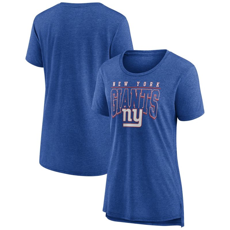 NFL New York Giants Women&#39;s Champ Caliber Heather Short Sleeve Scoop Neck Triblend T-Shirt, 1 of 4