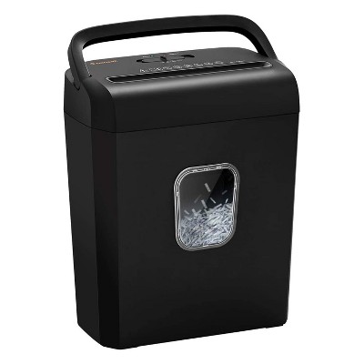 Bonsaii C234-A Portable 8 Sheet Cross Cut Paper, Card, Paper Clip and Staple Shredder Bin w/ Handles, and Large 3.5 Gallon Capacity Wastebasket, Black