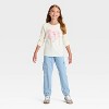 Girls' Long Sleeve 'Bow Heart' Graphic T-Shirt - Cat & Jack™ Cream - 4 of 4