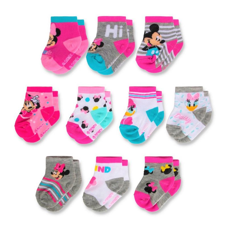 Minnie Mouse baby-girls 10-pack Infant Sock, Multicolor Dark (0-24 Months), 1 of 6