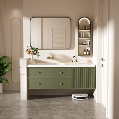 Rectangular Framed Tempered Glass Wall-Mounted Bathroom Vanity Mirror