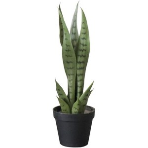 Artificial Snake Plant Potted Faux Sansevieria Trifasciata Plants, Tropical Fake Snake Plants in White Pots for Home Office Indoor Decor - 1 of 4