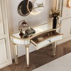 FONTOI 47.2"W Half-Moon Makeup Vanity Desk with Fluted Glass and Crystal Knob Drawer for Bedroom Dressing Room, Golden Silver, 47.24"*14.96"*30.7" - 2 of 4