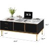 Coffee Table for Living Room, Faux Marble Coffee Table, with 4 Drawers and Glass Doors Storage, Metal Legs for Living Room, Bedroom - 2 of 4