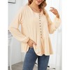 Clearlove Women's Casual V Neck Button Shirt Long Sleeve Blouse Asymmetrical Loose Flowy Ruffled Blouses - 4 of 4