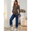 INSPIRE CHIC Women's Maternity Ruched Side Stretchy Tops Homeware Long-Sleeve Shirts Casual Blouses - 3 of 4