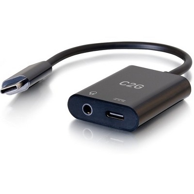 C2G USB C to AUX (3.5mm) and USB C Adapter for Audio and Power