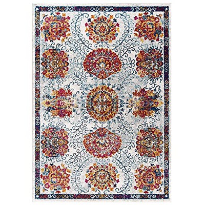 Modway Entourage Kensie Distressed Floral Moroccan Trellis 8x10 Area Rug