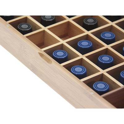 Natural Bamboo 24 Capsule Organizer with Accessory Section