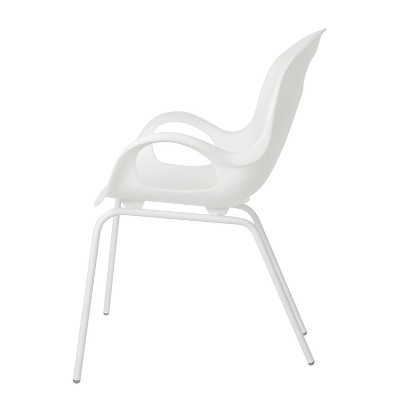 High White Metal Arm Chair with Nylon Feet