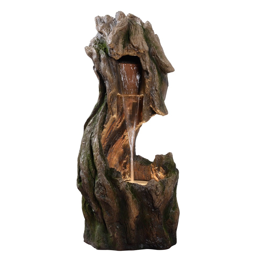 Teamson Home 37" Cascading Faux Rock and Wood Fountain Natural Wood