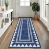 Washable Geometric Bordered Living Room Rugs, Contemporary Non Slip Low Pile Bedroom Carpet, Stain Resistant Dining Room Rugs - 2 of 4