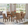 HomeStock 7-Piece Mahogany Finish Solid Wood Top Dining Table with 6 Chairs - 2 of 4