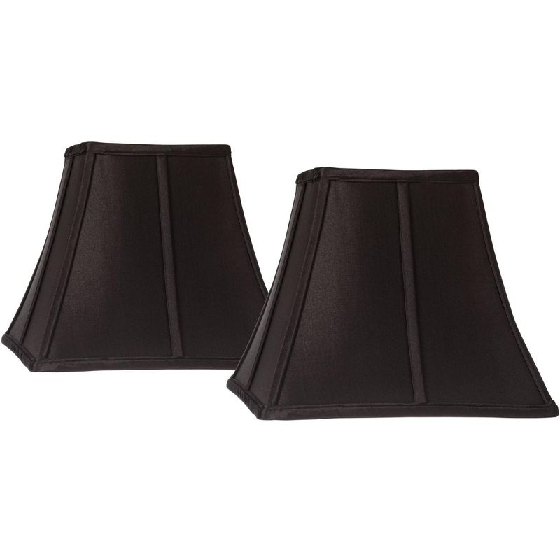 Springcrest Set of 2 Square Lamp Shades Black Small 6" Top x 11" Bottom x 9.75" High Spider Replacement Harp and Finial Fitting, 1 of 8