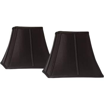Springcrest Set of 2 Square Lamp Shades Black Small 6" Top x 11" Bottom x 9.75" High Spider Replacement Harp and Finial Fitting