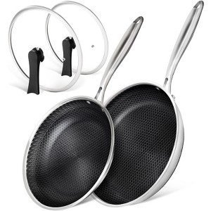 MICHELANGELO Stainless Steel Frying Pan with Lid, 10+12 inch - 1 of 4