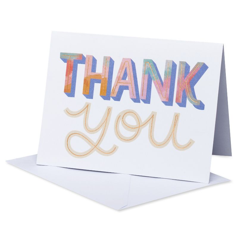 10ct Thank You Dropshadow Card Gold, 3 of 8