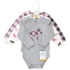 Hudson Baby Infant Girl Cotton Long-Sleeve Bodysuits, Pink Moose - image 2 of 4