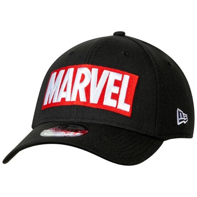 Adult Marvel Brand Logo BLACK Label New Era 39Thirty Fitted Hat