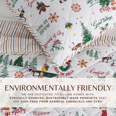 Jolly Spirit Twin Reversible Microfiber Holiday Quilt Set