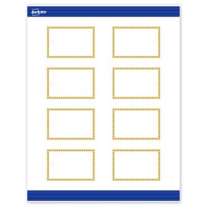 Avery Printable Rectangle Tags, Gold Beads, 2" x 3", Matte White Rectangle Tags, Laser/Inkjet, 80ct, Great for Product Tags - 1 of 4