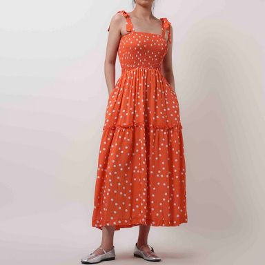 Breathable Rayon Midi Dress - Square Neck with Polyester Lining & Casual  Fit Cherie Code Orange L : Target