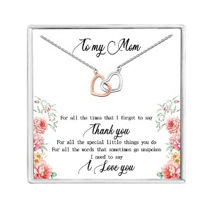 Mom Greeting Card Sterling Silver Linked Hearts Necklace Women Ginger Lyne Collection - 1 of 4