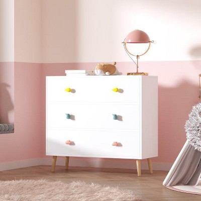 KTMBDW Kids 3 Drawer Dresser, Baby Nightstand for Bedroom, Storage Cabinet for Toddler Child for Living Room, Closet, Apartment