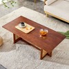 Chinese style log wind Imitation rattan tea table rectangular solid wood coffee table small family living room tea table - 3 of 4