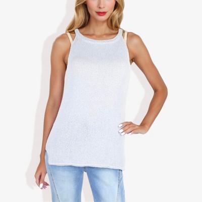 Anna-Kaci Women's Sleeveless Textured Knit Tank Top- Medium, Gray