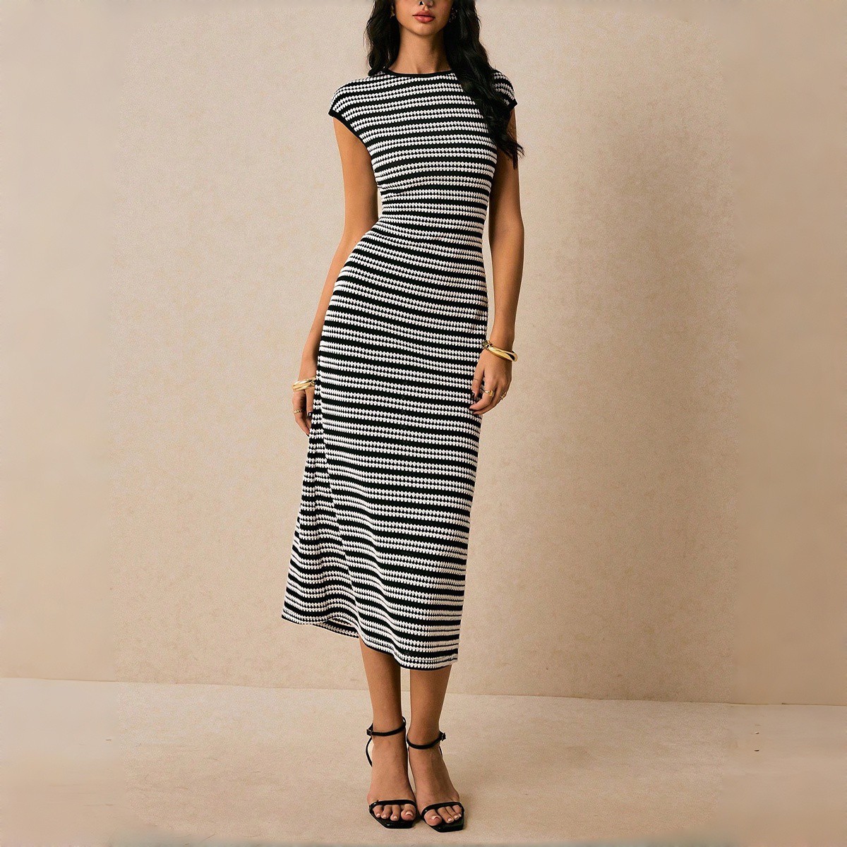 side stripe bodycon dress Superdown Reina Side Stripe Metallic Bodycon Dress