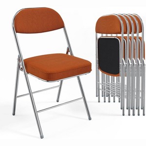 VINGLI Folding Chairs, Padded Seat & Backrest, Metal Frame, Durable Corduroy Fabric, 350 lbs Capacity - 1 of 4
