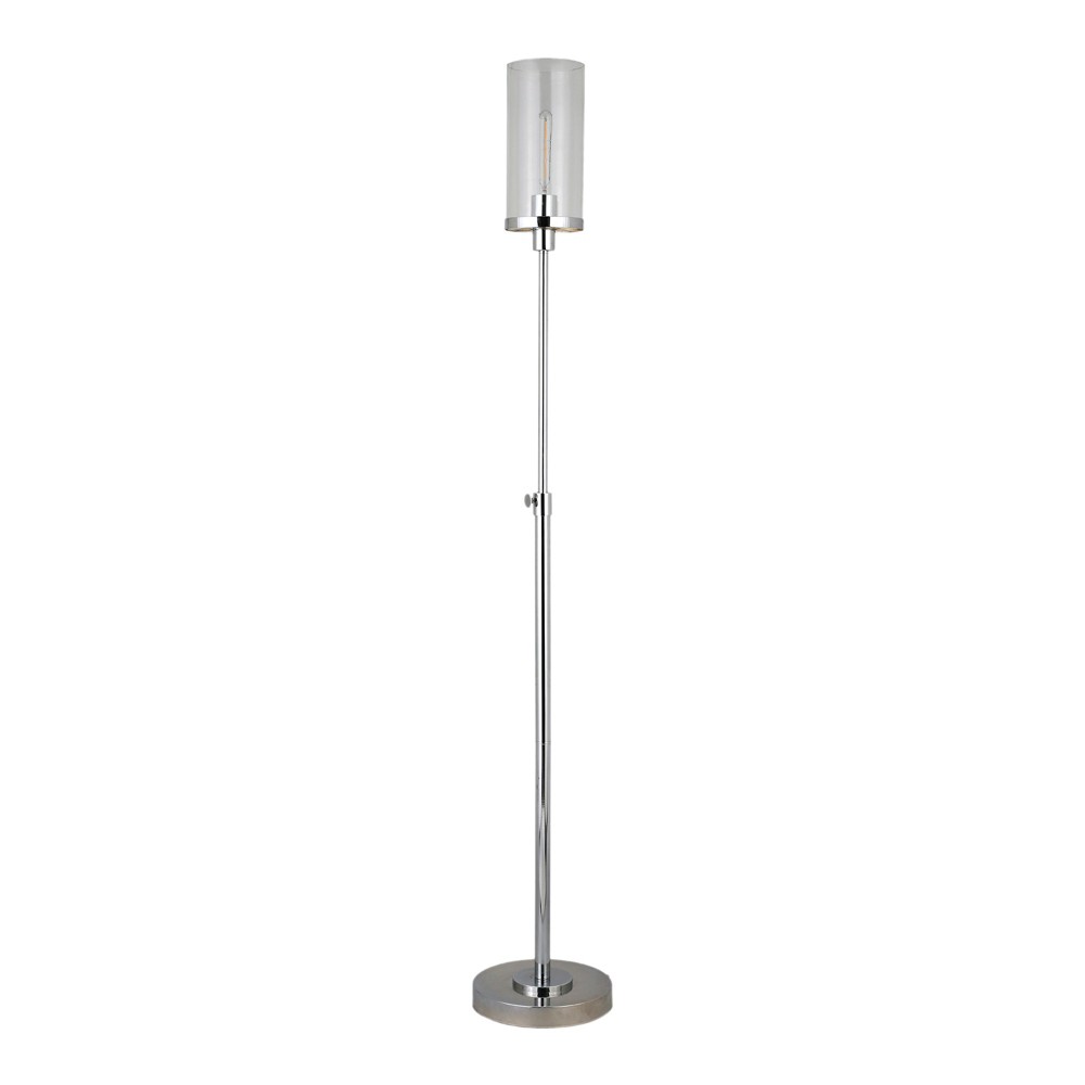 Photos - Floodlight / Street Light Hampton & Thyme 66" Tall Floor Lamp with Glass Shade Polished Nickel/Clear