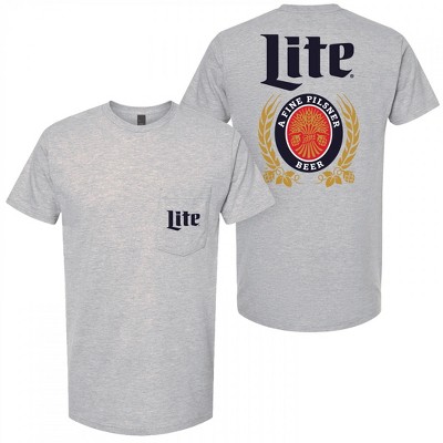 Adult Miller Lite Grey Pocket Tee Shirt
