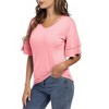 Clearlove Women's Casual Blouses Ruffle Sleeve T Shirts V Neck Double Tiered Bell Sleeve Top - 3 of 4