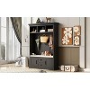 TIRAMISUBEST 3-in-1 Design Hall Tree with 3 Hooks , Modern Coat Hanger with Open Storage, Entryway Bench with 2 Drawers and Cabinets - 3 of 4