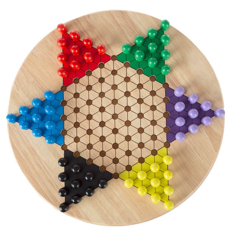 Toy Time Chinese Checkers Game Set for Adults and Kids - 11" Wooden Board and Traditional Pegs, 1 of 7