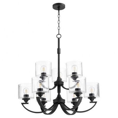 Quorum Lighting Dakota 9-Light Chandelier, Noir, 9 Bulbs, Glass Shades