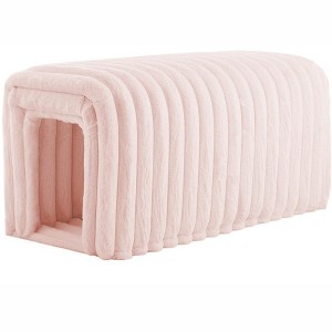 COWLOWN Corduroy Storage Bench Ottoman, Multi-Functional Cat Hideout, Entryway Seat & Pet Nest with Arch Design - 1 of 4