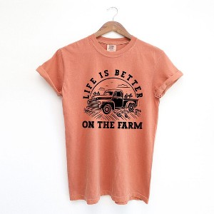 Simply Sage Market Women's Better On The Farm Truck Short Sleeve Garment Dyed Tee - 1 of 3