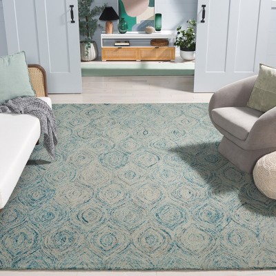 Coastal Breeze Ivory and Sea Blue Hand-Tufted Wool Round Rug