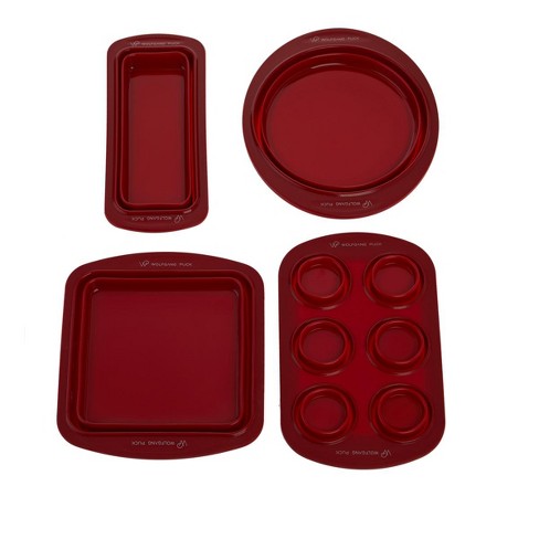 NEW Cook's Essentials 3-Piece Silicone Bakeware Set RED