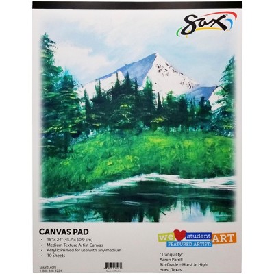 Sax Genuine Primed Canvas Pad, 18 x 24 Inches, White, 10 Sheets/Pad