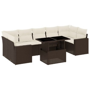 vidaXL Garden Sofa Set Brown (sofa and table), Cream (cushions) - 1 of 4