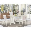 HomeStock 5-Piece Rectangle Wire Brushed Linen White Finish Solid Wood Top Dining Table with 4 Parson Chair - 2 of 4